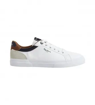 per uomo PMS30839 Scarpe da ginnastica Kenton Court bianche (42), Pelle, Bianco, Basso, Stringhe, Casual