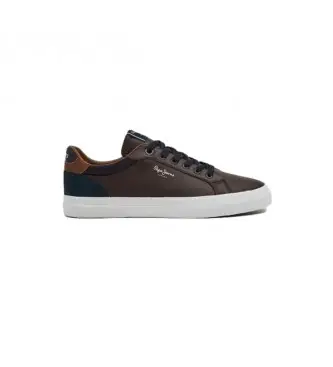per uomo PMS30839 Sneaker Kenton Court in pelle marrone (42), Basso, Stringhe, Casual
