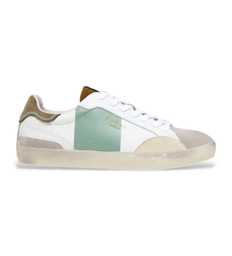 per uomo. PMS31080 Sneakers Lane in pelle bianca (44), Bianco, Basso, Stringhe, Casual