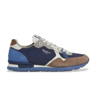 per uomo PMS400002 Sneakers blu Brit Prints (41), Pelle, Basso, Stringhe, Casual