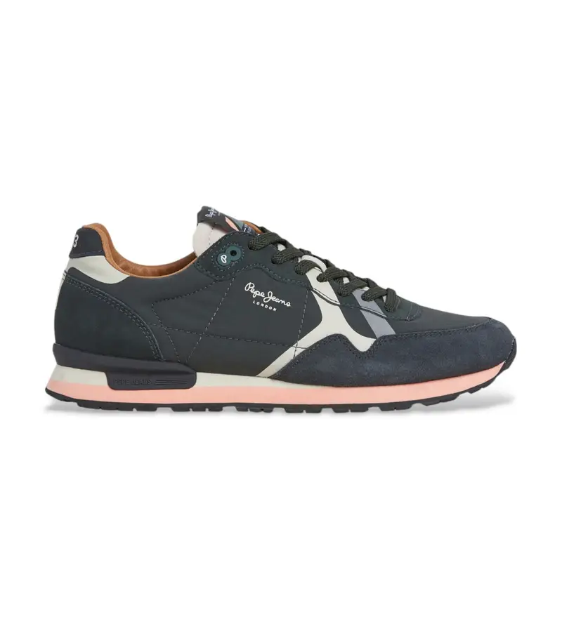 per uomo. PMS400002 Sneakers in pelle nera Brit Prints (41), Nero, Basso, Stringhe, Casual