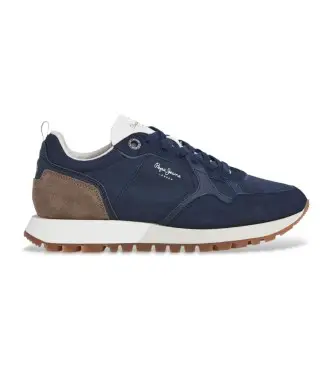 per uomo PMS400006 Sneakers in pelle blu navy Ari Club (41), Basso, Stringhe, Casual