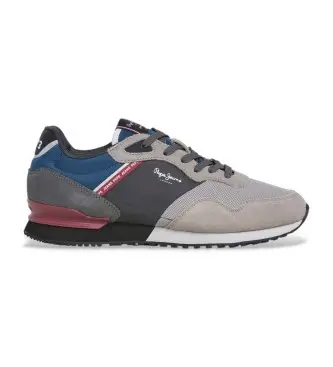 per uomo PMS400011 Sneakers in pelle grigio mattone di Londra (40), Basso, Stringhe, Casual