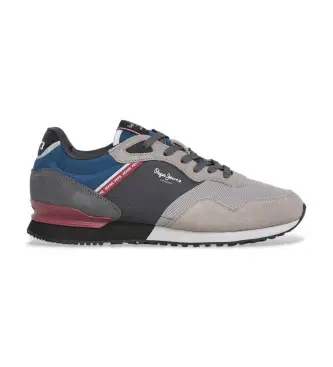 per uomo PMS400011 Sneakers in pelle grigio mattone di Londra (46), Basso, Stringhe, Casual