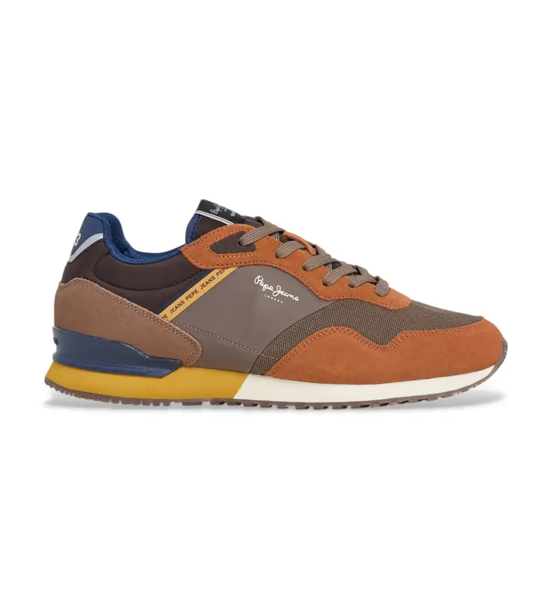 per uomo PMS400011 Sneakers in pelle marrone mattone di Londra (41), Basso, Stringhe, Casual