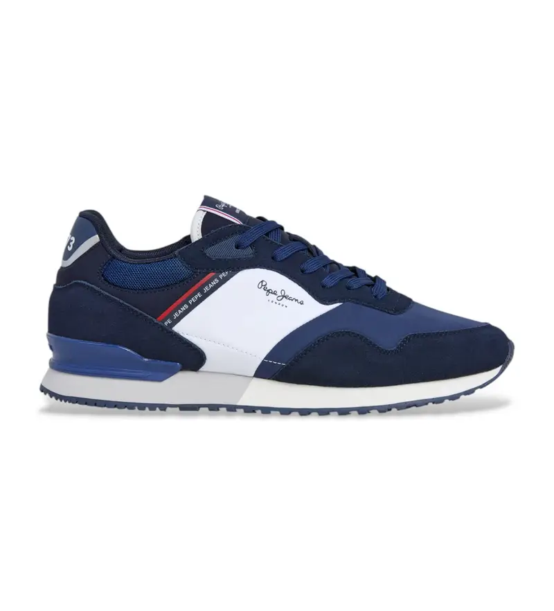 per uomo PMS400012 Sneakers in pelle blu navy London Mood (40), Basso, Stringhe, Casual