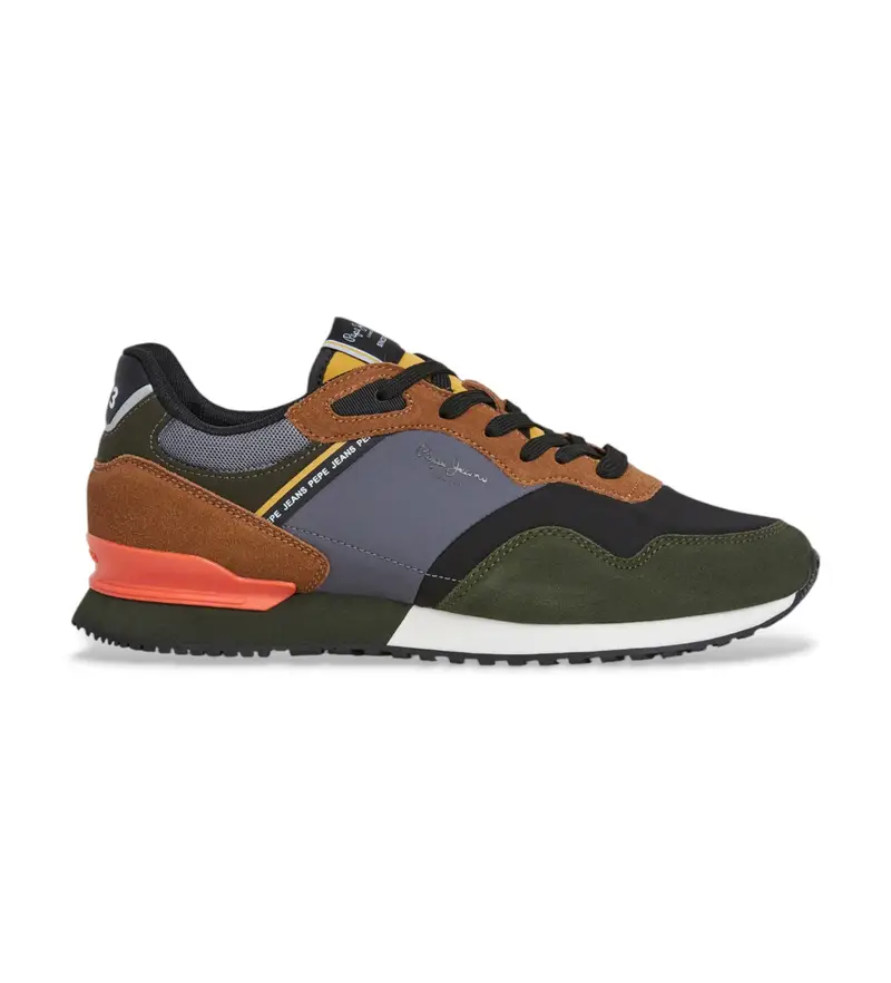 per uomo. PMS400012 Sneakers in pelle verde London Mood (41), Basso, Stringhe, Casual