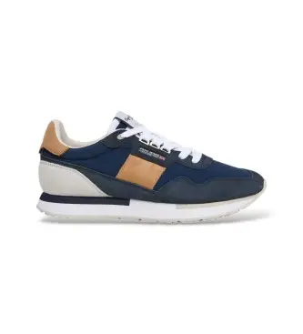 per uomo PMS400024 Sneakers Aiden Classic in pelle blu navy (41), Basso, Stringhe, Casual