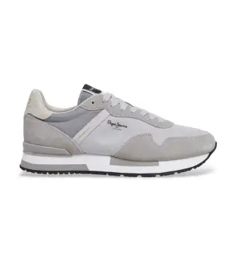 per uomo PMS400037 Sneakers Hailon Basic in pelle grigia (41), Basso, Stringhe, Casual, Grigio