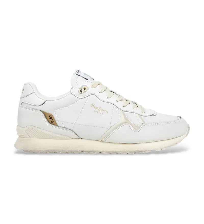 per uomo. PMS40031 Sneakers Brit Distress in pelle bianca (40), Bianco, Basso, Stringhe, Casual