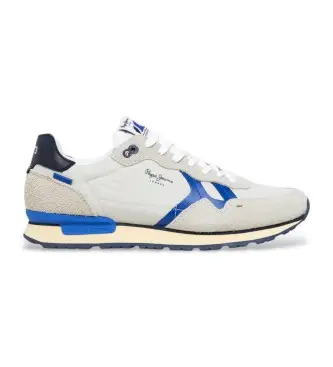 per uomo PMS40033 Sneakers Brit Fly in pelle bianca (42), Bianco, Basso, Camoscio, Stringhe, Casual