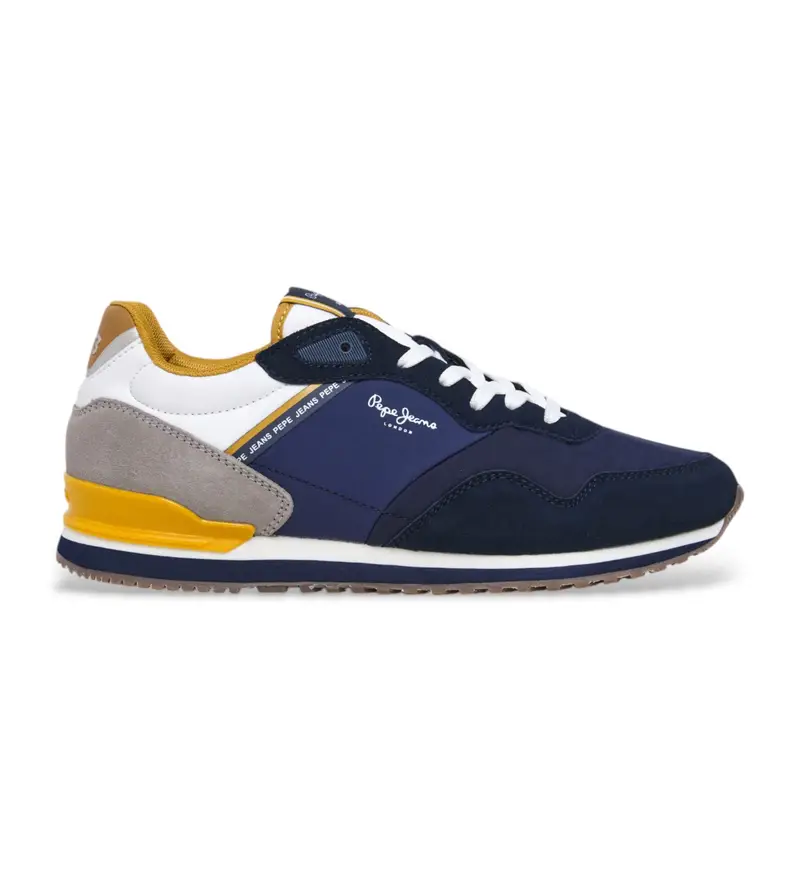 per uomo PMS40037 Sneakers in pelle blu navy London Muse (44), Basso, Camoscio, Stringhe, Casual