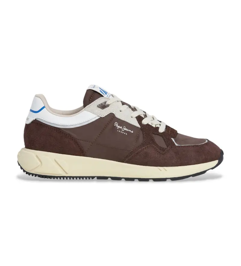 per uomo PMS600001 Sneakers in pelle marrone Marlon Vibe (42), Basso, Stringhe, Casual