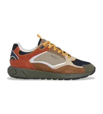 per uomo PMS600002 Sneakers in pelle marrone Marlon Sports (42), Basso, Stringhe, Casual