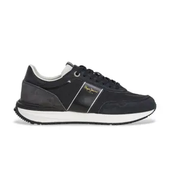 per uomo PMS600008 Sneakers in pelle nera della serie Buster (46), Nero, Basso, Stringhe, Casual