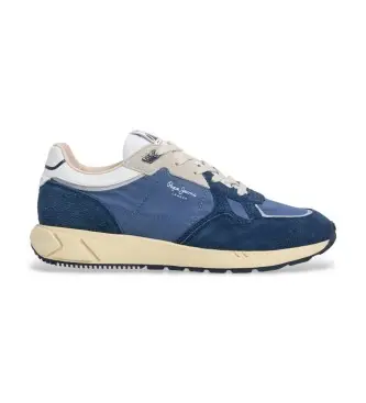 per uomo PMS600016 Sneakers in pelle blu Marlon Life (40), Basso, Stringhe, Casual