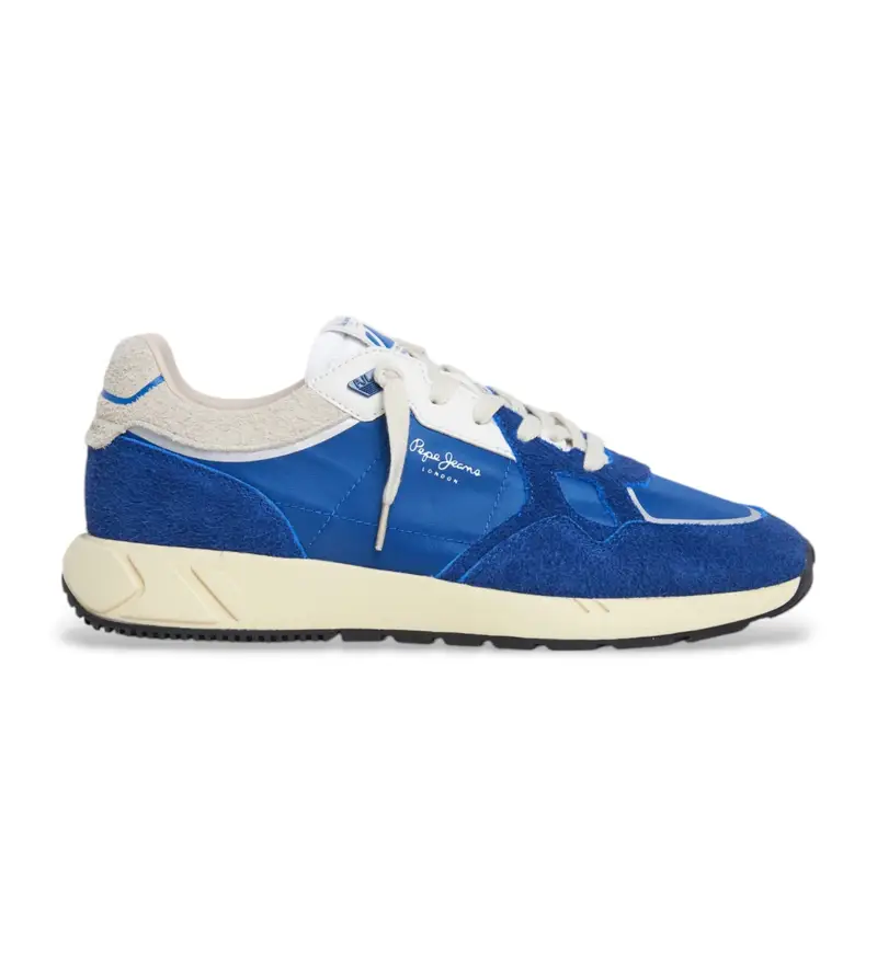 per uomo PMS60036 Sneakers Marlon Divided in pelle blu (40), Basso, Camoscio, Stringhe, Casual