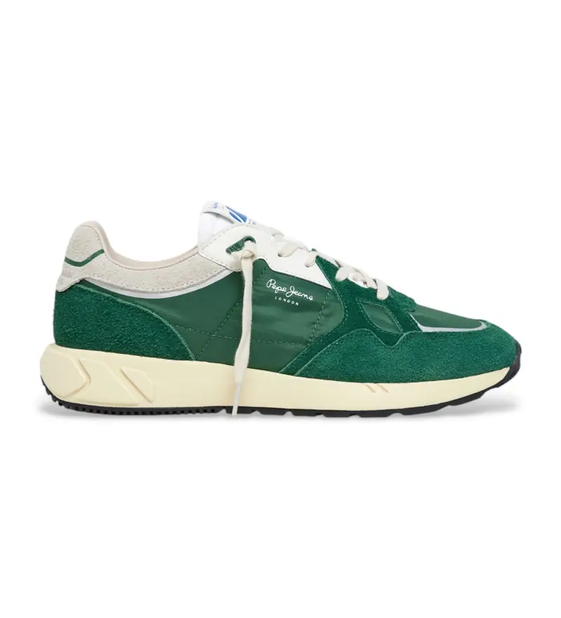 per uomo. PMS60036 Sneakers Marlon Divided in pelle verde (40), Basso, Camoscio, Stringhe, Casual