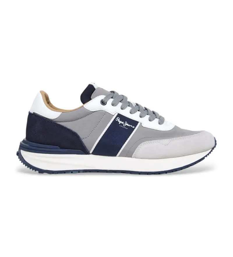 per uomo. PMS60038 Sneakers in pelle grigia Buster Club (40), Basso, Stringhe, Casual, Grigio
