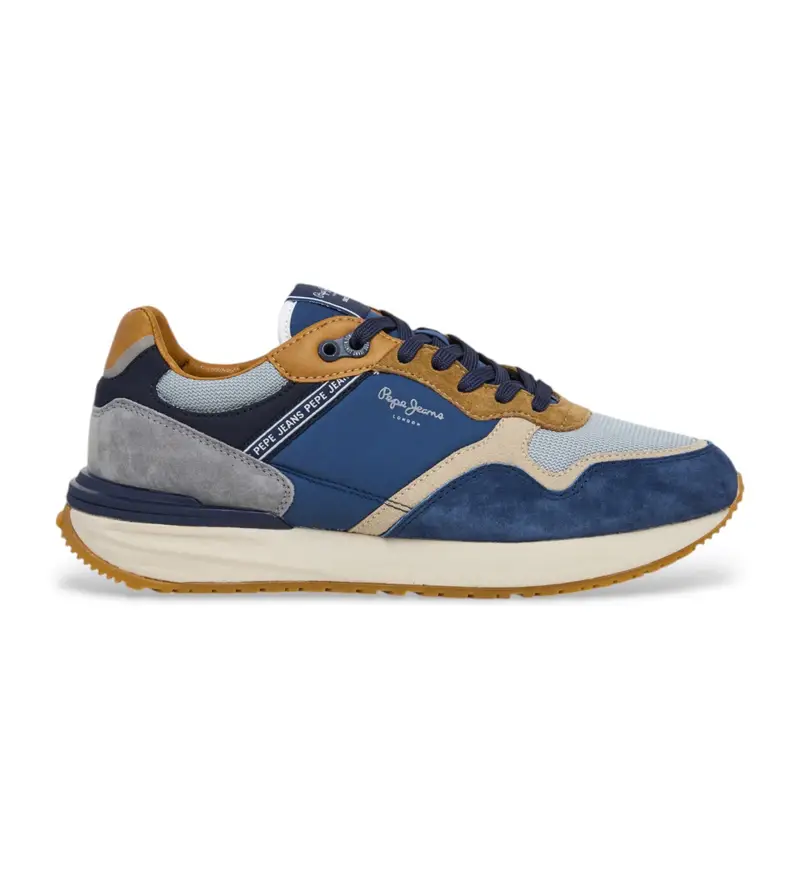 per uomo PMS60041 Sneakers in pelle scamosciata blu Buster Pro Combi (45), Basso, Camoscio, Stringhe, Casual