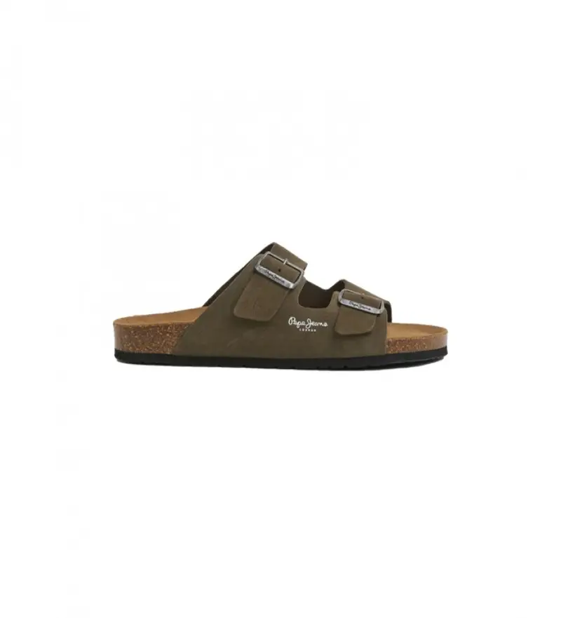 per uomo PMS90112 Sandali in pelle bio verde (40), Basso, Nessuno, Casual