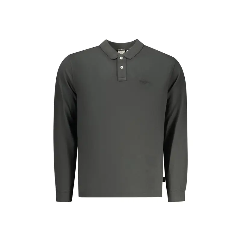 Polo Maniche Lunghe Uomo Nera Ricamo Nero