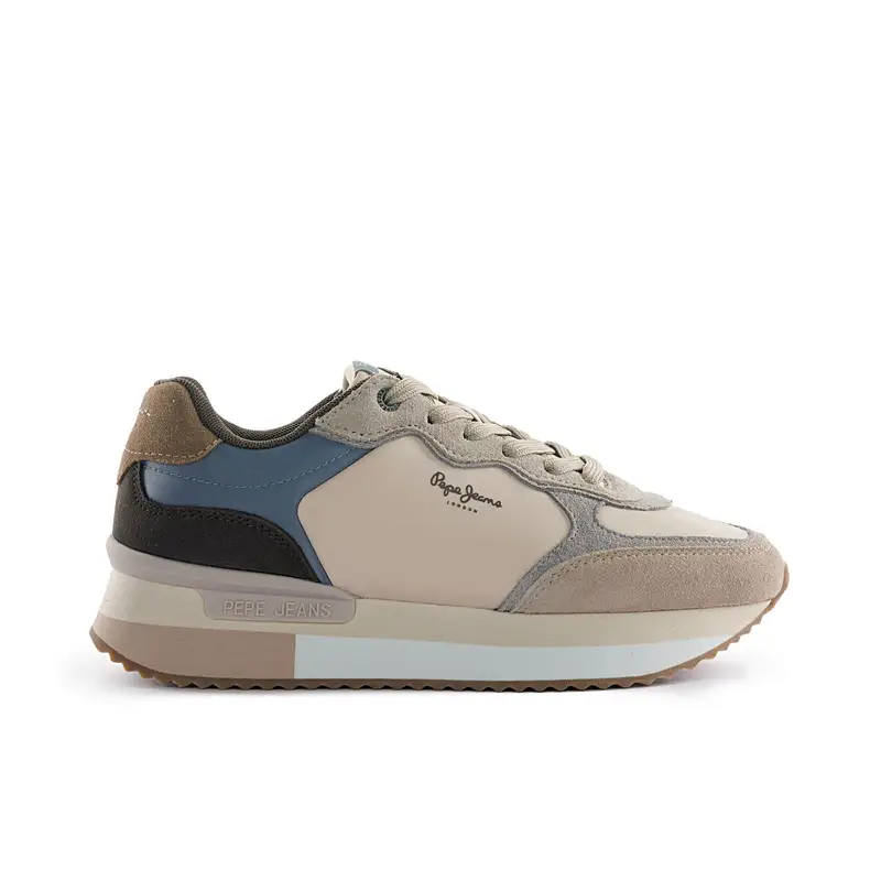 Sneakers beige con suola platform e logo