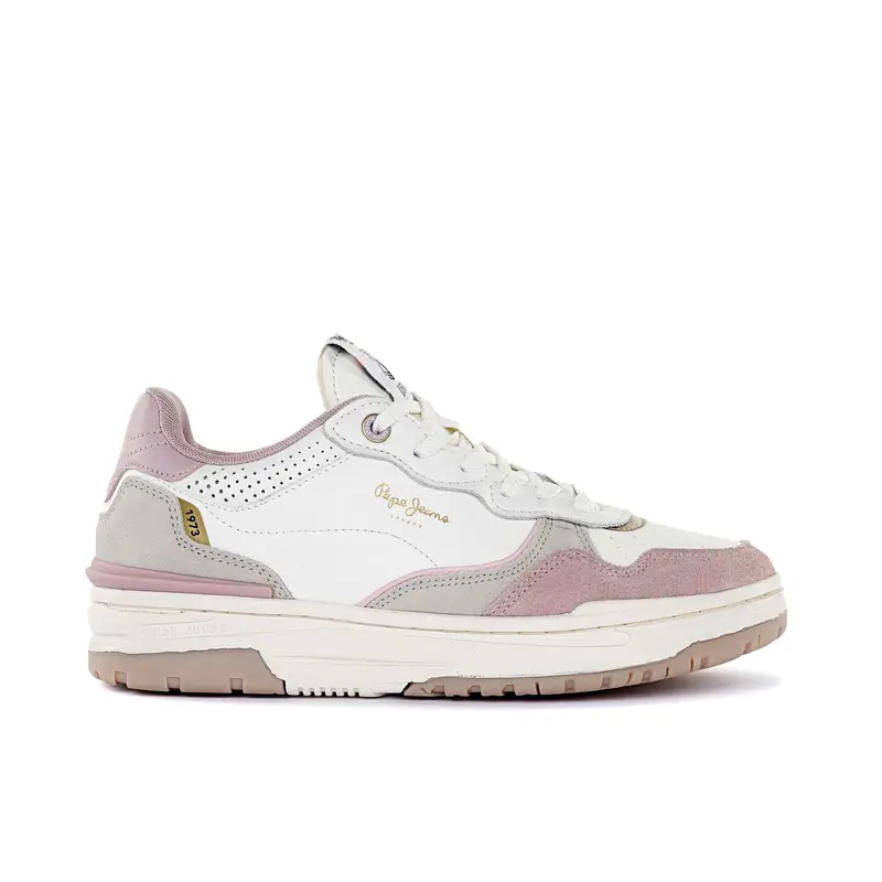 Sneakers bianche e rosa da donna con logo laterale