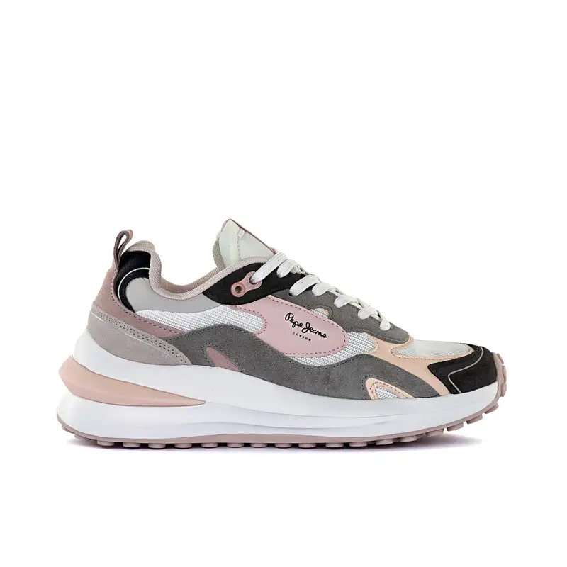 Sneakers grigie da donna con suola chunky