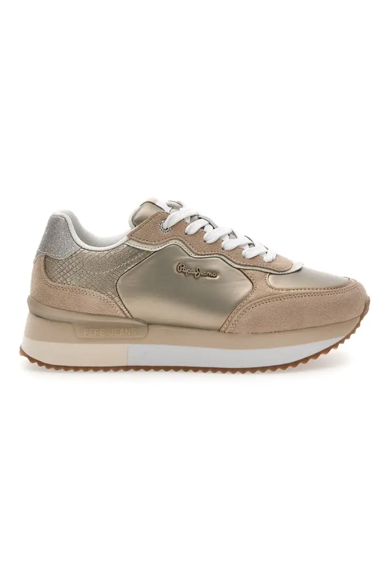 Sneakers Oro Con Dettagli in Pelle e Lacci a Contrasto PEPE JEANS RUSPER SHINE [ORO]