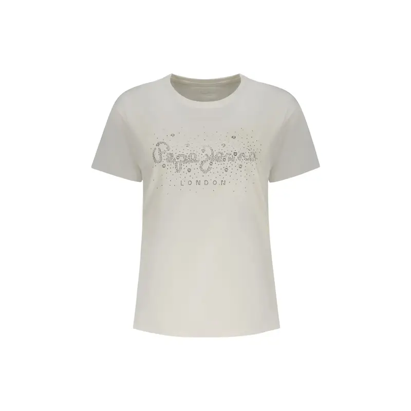 T-Shirt Maniche Corte Donna Bianca Applicazioni Strass e Borchie Bianco