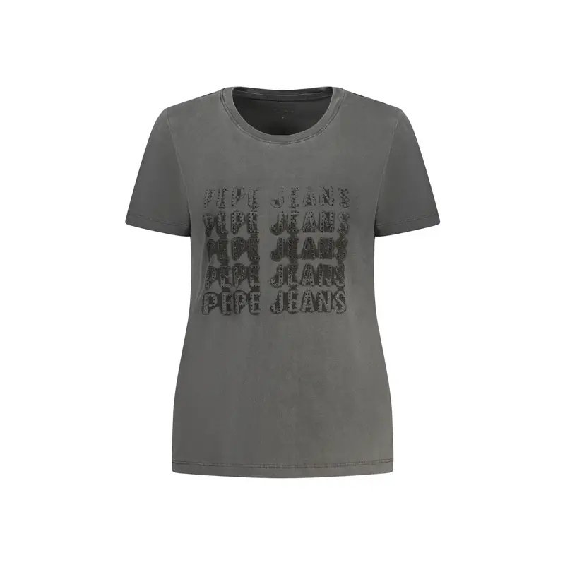 T-Shirt Maniche Corte Donna Nera Stampa Nero