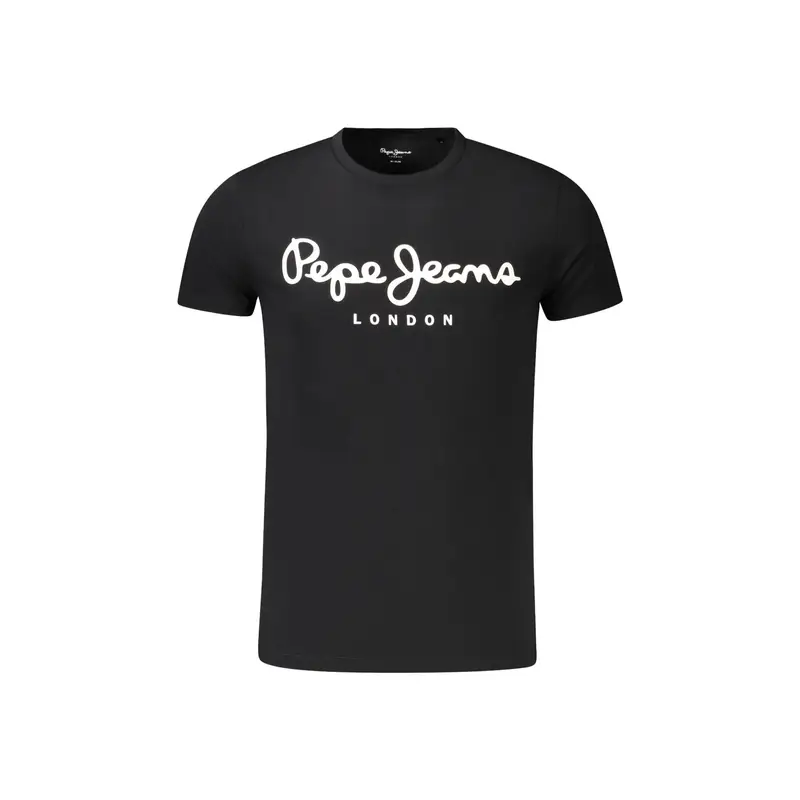 T-Shirt Maniche Corte Uomo Nera Stampa Logo Nero