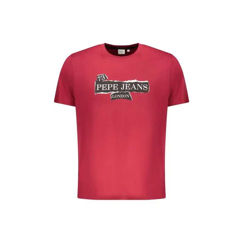 T-Shirt Maniche Corte Uomo Rossa Stampa Logo Rosso