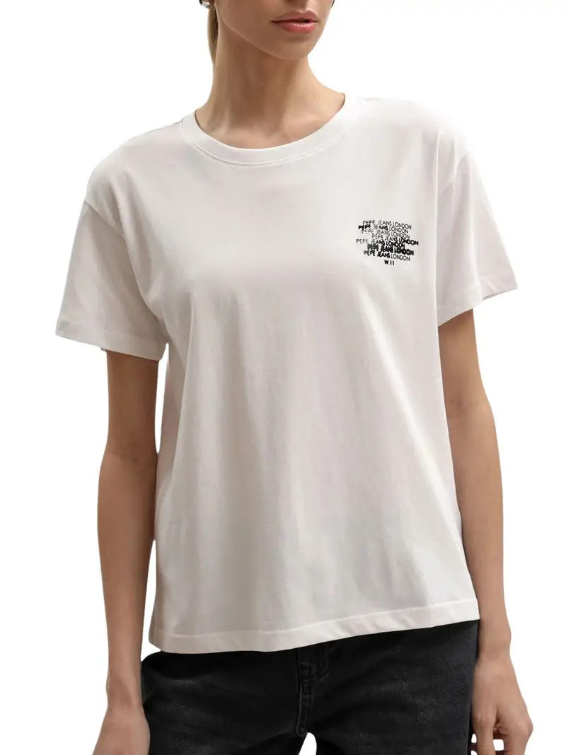 t-shirt pepe jeans baithiara da donna - bianco