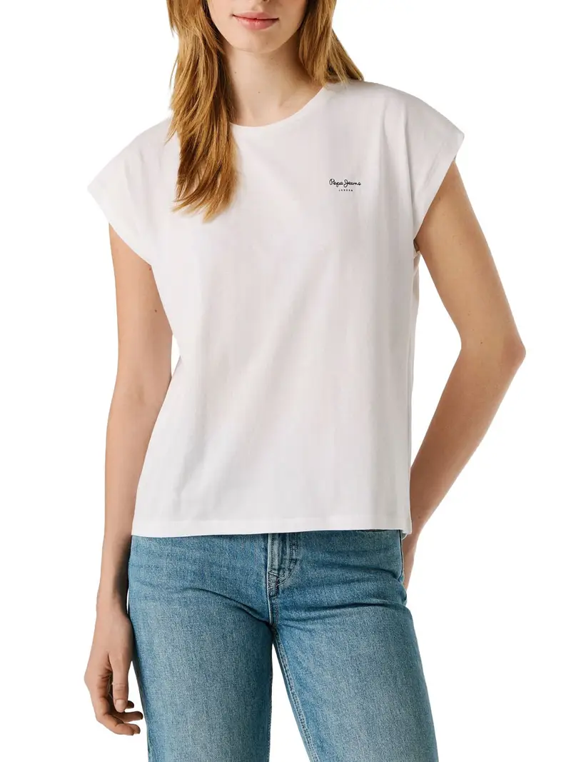 t-shirt pepe jeans bloom da donna - bianco