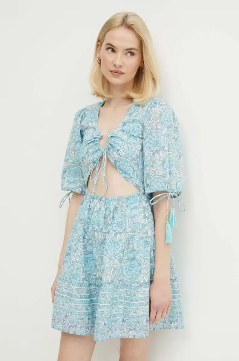 vestito in cotone MARGOT colore blu PL953478