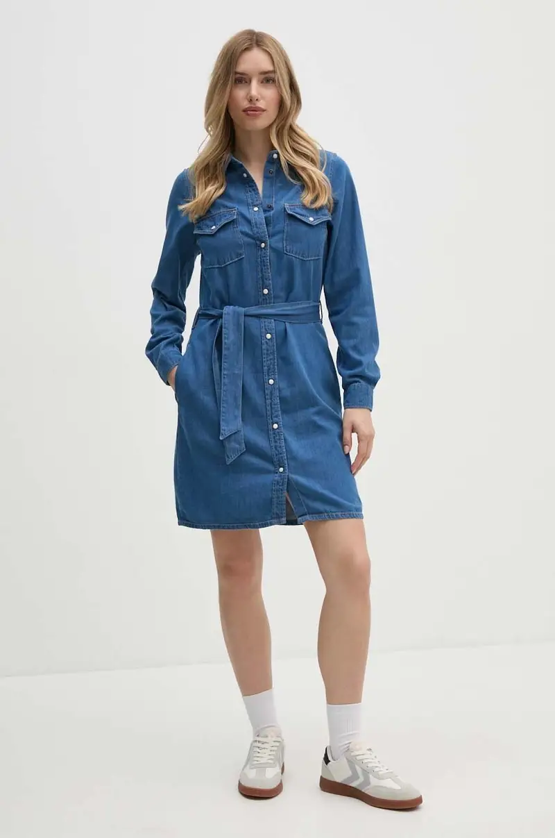 vestito REGULAR DENIM DRESS colore blu PL953581HT8 miniatura 2
