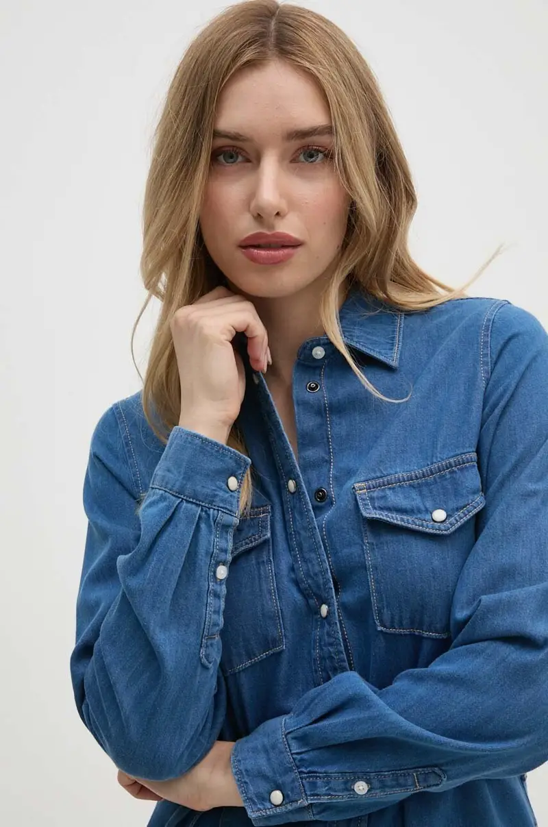 vestito REGULAR DENIM DRESS colore blu PL953581HT8 miniatura 4