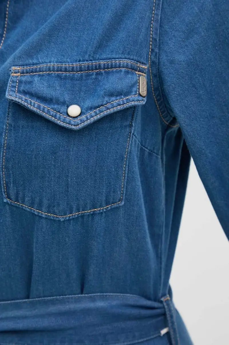 vestito REGULAR DENIM DRESS colore blu PL953581HT8 miniatura 5