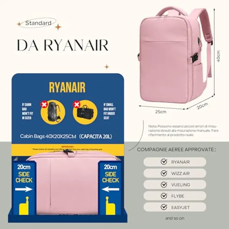 ZHXX Zaino da viaggio Donna Rosa 1963330 miniatura 2