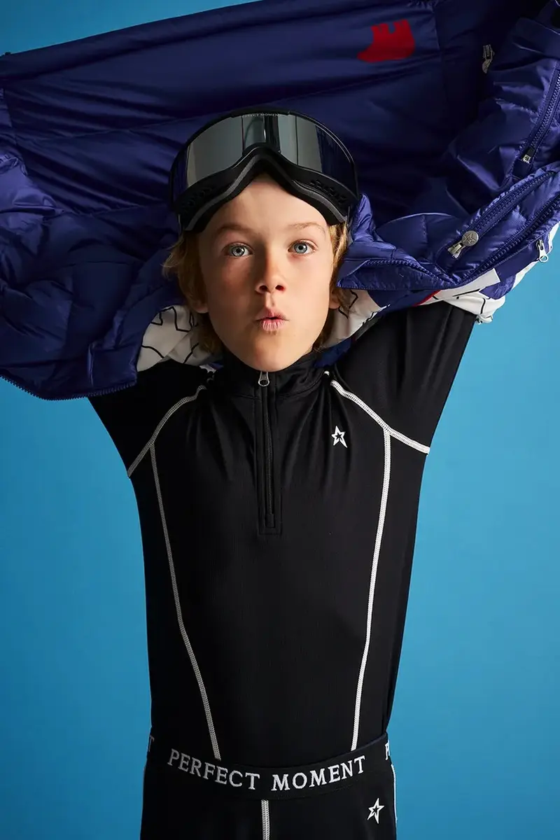 longsleeve funzionale bambino/a thermal half zip Nero miniatura 3