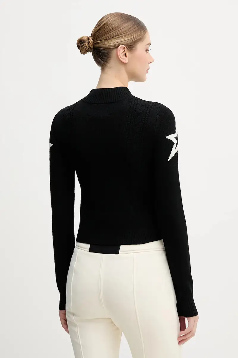 maglione in lana merino Cable Nero miniatura 3