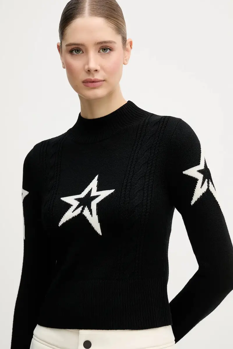 maglione in lana merino Cable Nero miniatura 4