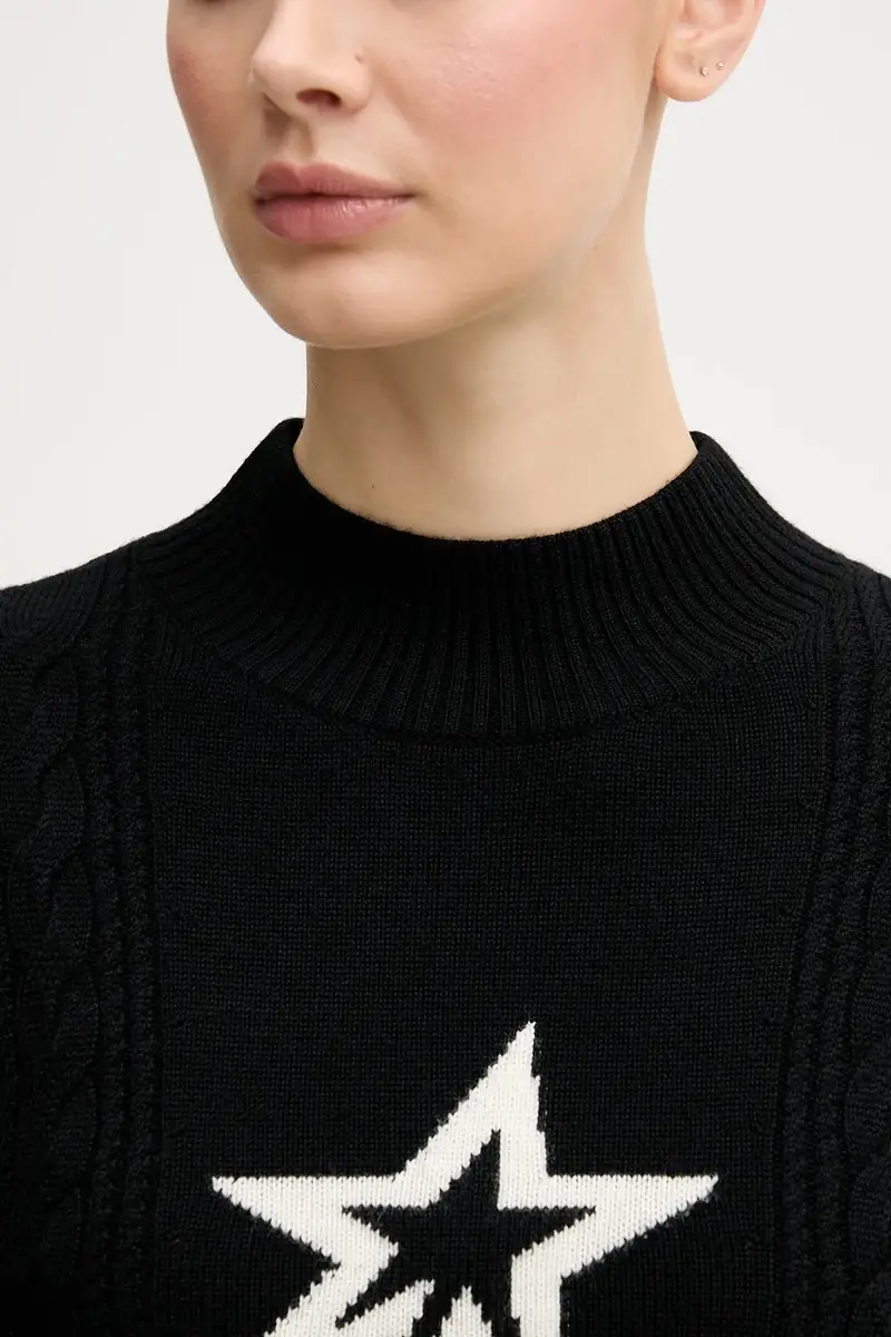 maglione in lana merino Cable Nero miniatura 5