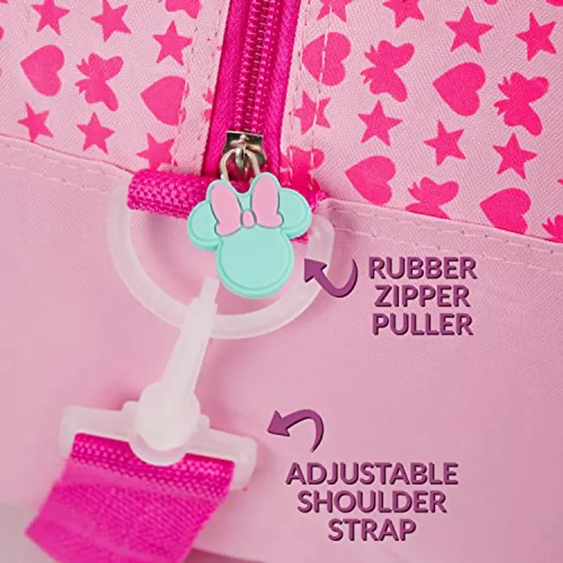PERLETTI Borsone Palestra Bambina Rosa con Stampa - Borsa Viaggio Disney con Tracolla Minni Mouse Fucsia per Bimba - Sacca Sportiva Multiuso 28x41x21cm miniatura 3