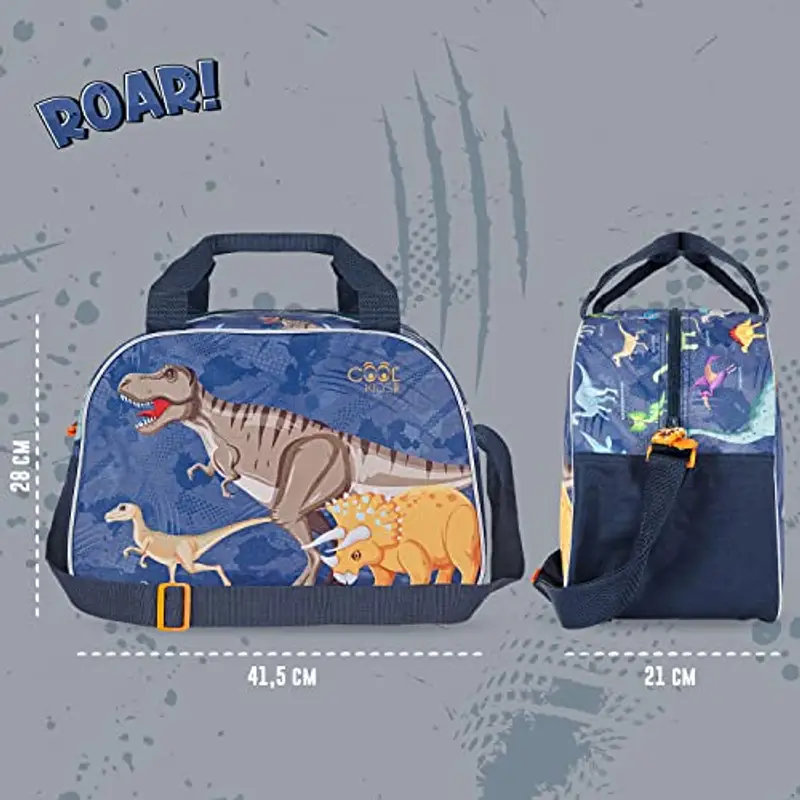 PERLETTI Borsone Palestra Bambino con Stampa Dinosauri - Borsa da Viaggio Sport Piscina Tempo Libero Bambini con miniatura 3