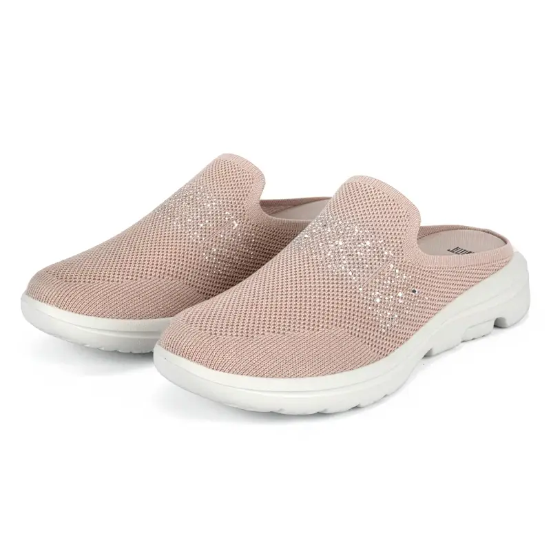 Ciabatte Slip-on Motion Donna con Cristalli Rosa Antico