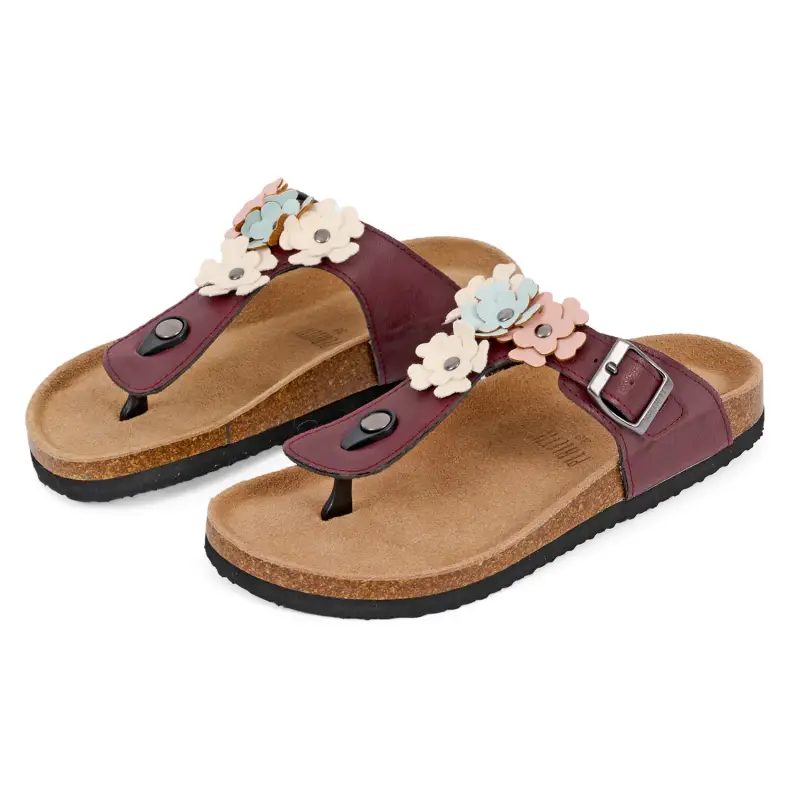 Infradito Comfort a Fiori Burgundy
