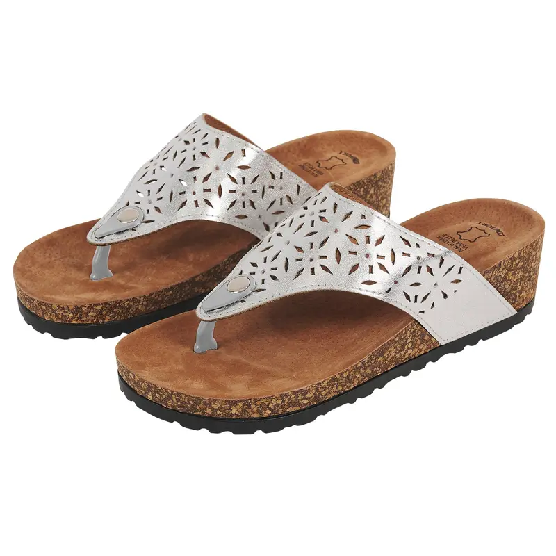 Infradito Metal con Zeppa Argento Metallizzato